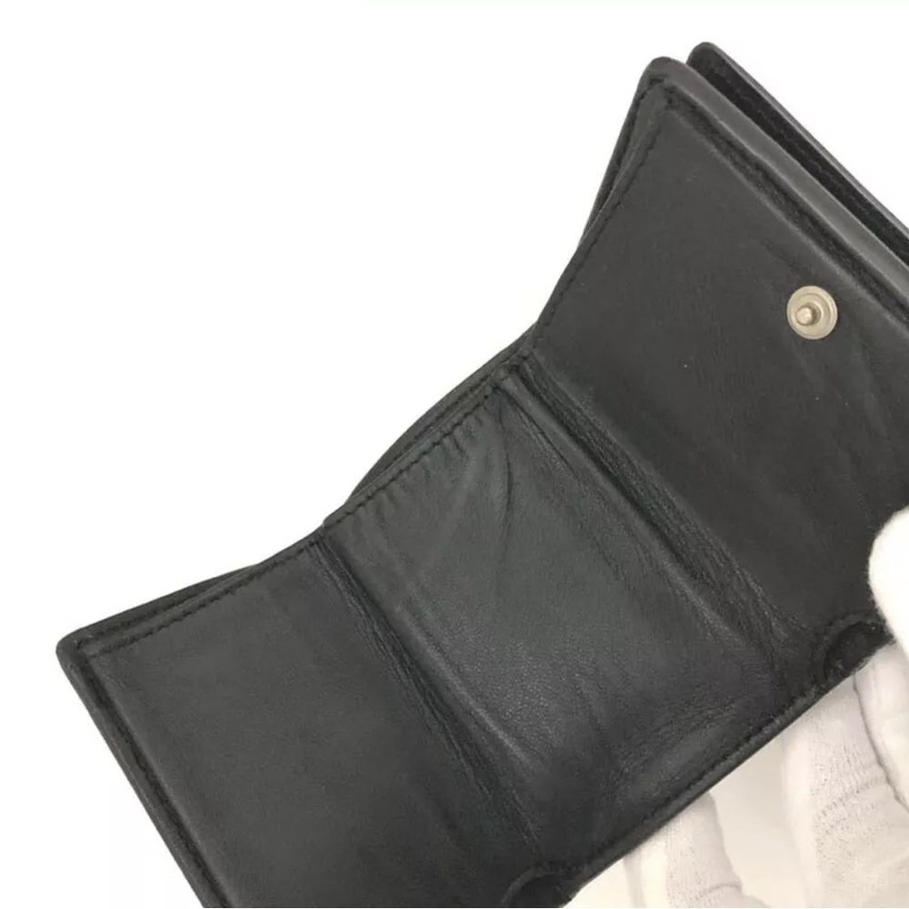 Authentic BALENCIAGA Logo Glitter Leather Trifold Wallet Black with box - Picture 5 of 15